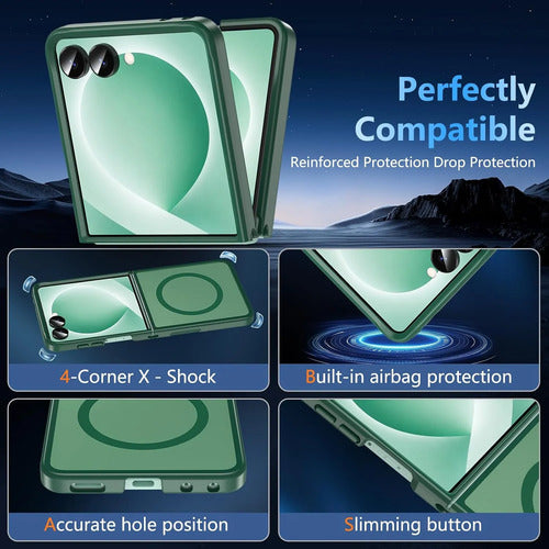 Funda Magnética Para Samsung Galaxy Z Flip 8 Verde Lima Liso