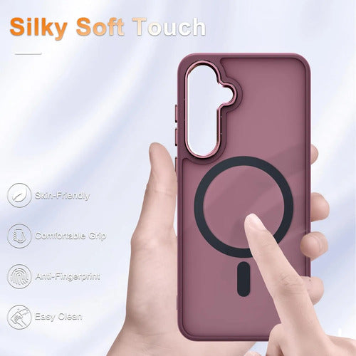 Funda Magnética Mate Para Samsung Galaxy S25+ Plus Bordó