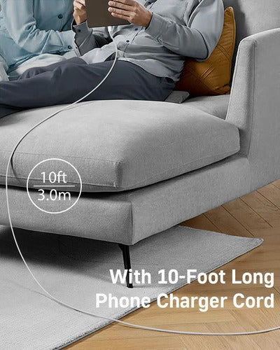 Set De Carga Rápida iPhone 20w Con Cable De 3 Metros Blanco