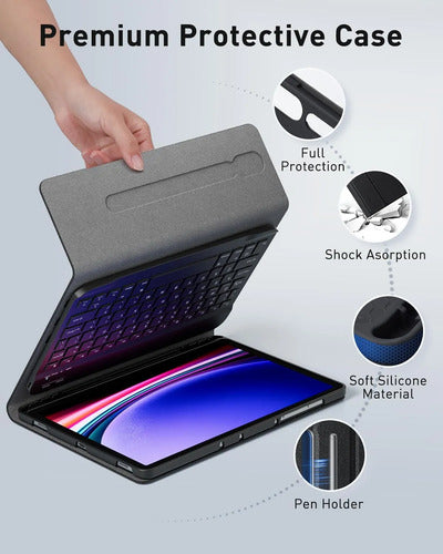 Funda Con Teclado Para Samsung Galaxy Tab  S11 Ultra Negro