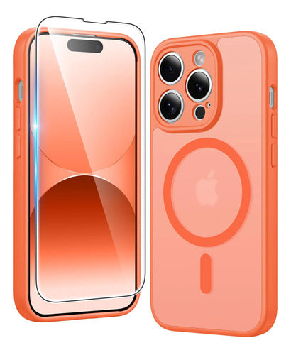 Funda Para iPhone 14 Pro Transparente Anti-amarilleo Naranja
