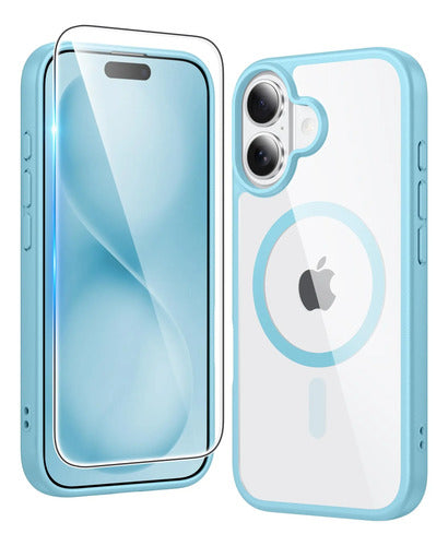 Funda Transparente Para iPhone 16 Turquesa