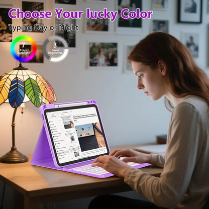 Funda Con Teclado Para iPad A16 11th 10th Gen Violeta