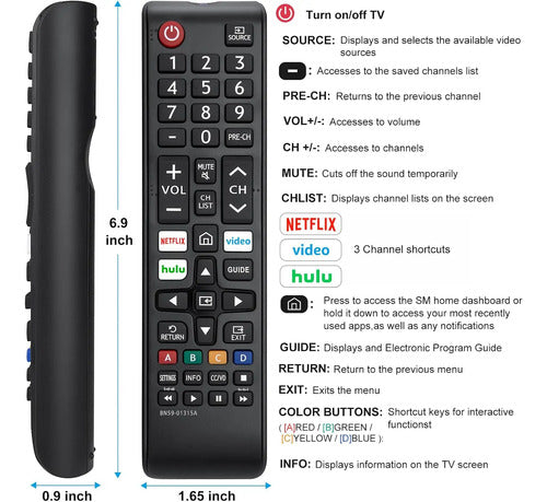Pack X2 Control Remoto Universal Para Samsung Smart Tv Negro