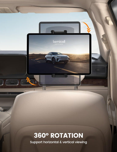 Porta-tablet Rotativo De 360° Para Reposacabezas De Auto Negro
