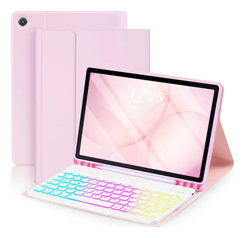 Funda Con Teclado Para Samsung Galaxy Tab A11+/a9. Rosa