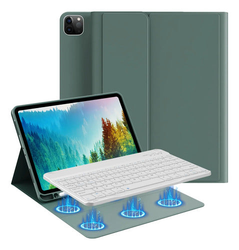 Funda Con  Teclado Para iPad Pro 11'' Gen Verde Oscuro