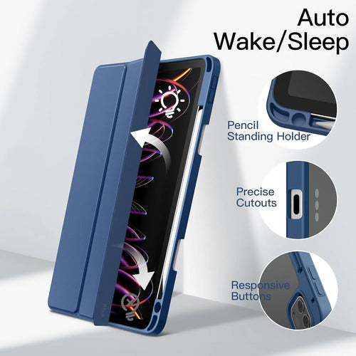 Funda Para iPad Pro 11 Pulgadas Con Soporte Para Lapiz Azul Marino