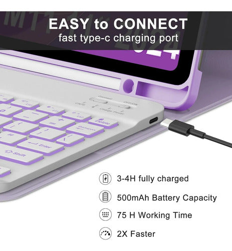 Funda Con Teclado Para Lenovo Tab M11 / K11 Lte 11 Pulgadas Morado
