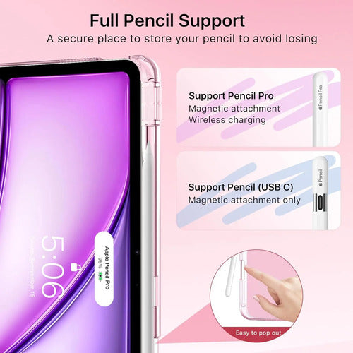 Funda Para iPad Air M4 13 Pulgadas Con Soporte Para Lápiz Rosa