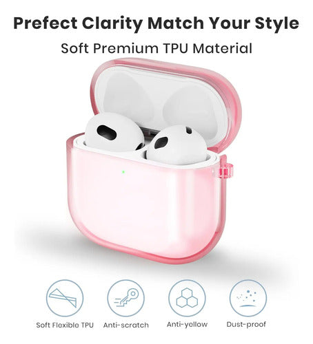 Funda Transparente Tpu Para AirPods 4 Con Llavero Rosa