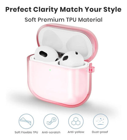 Funda Transparente Tpu Para AirPods 4 Con Llavero Rosa