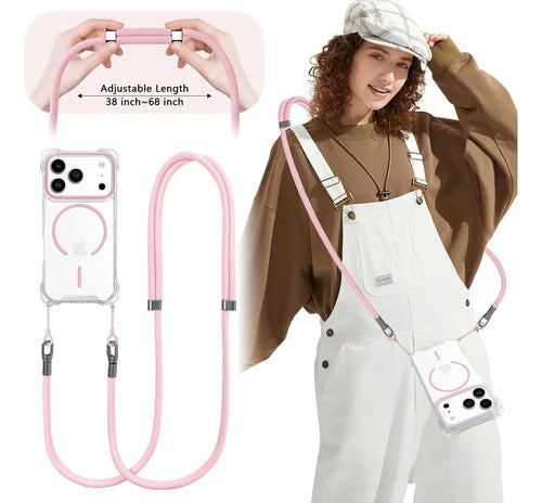 Funda Para iPhone 17 Pro Con Correa Ajustable Rosa
