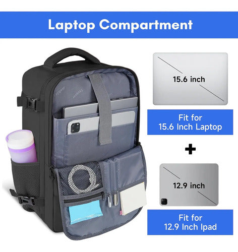 Mochila De Viaje Taygeer Para Laptop, Aprobada Para Avión... Negro