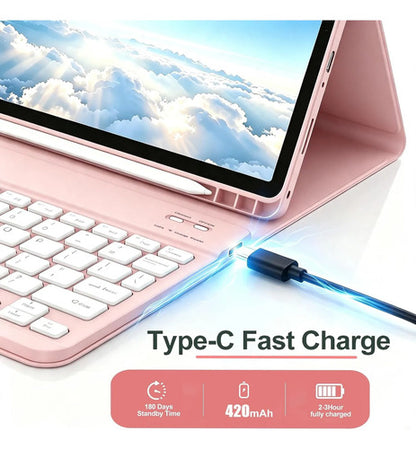 Funda Con Teclado Y Mouse Para Lenovo Tab K11 Gen 2 & M11 Rosa