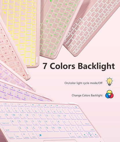 Funda Con Teclado Harvopu Para iPad Air & Pro Rosa
