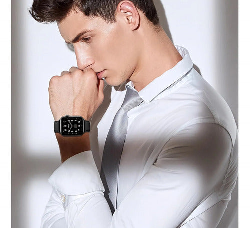 Correa De Cuero Para Apple Watch Negro 4 Cm