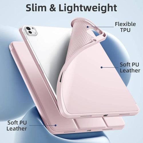 Funda Akkerds Para iPad Pro 13' Con Soporte Para Lápiz Rosa