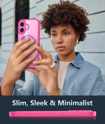 Funda Transparente Para iPhone 16 Rosa