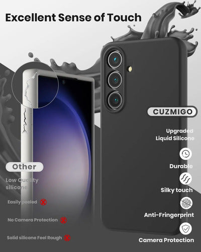 Funda De Silicona Líquida Para Samsung Galaxy S25 Negro Lisa