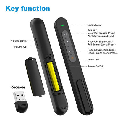 Clicker De Presentación Qui, Rf 2.4ghz, Usb Inalámbrico, ... Negro