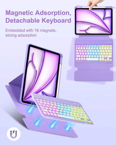 Funda Con Teclado Para iPad Air Púrpura