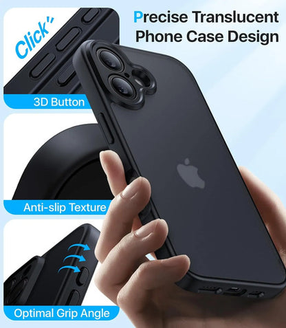 Funda Protectora Para iPhone 16, Antigolpes Negro