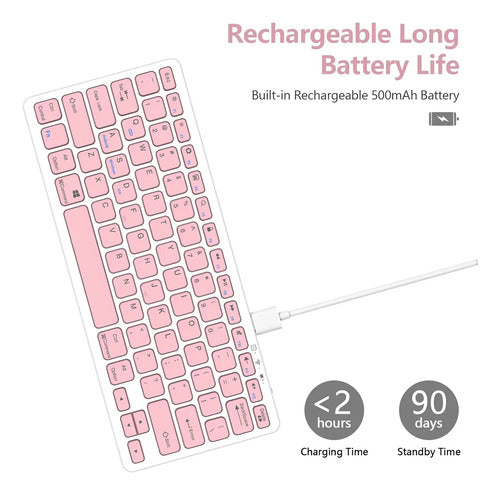 Teclado Bluetooth Taiyang Para iPad Y Dispositivos Bluetooth Rosa