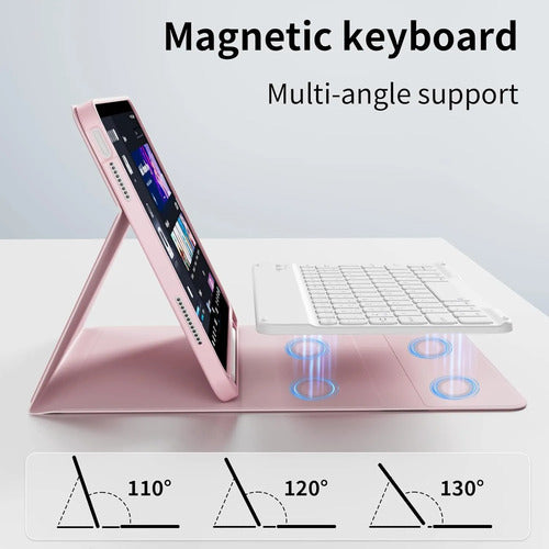 Funda Con Teclado Para iPad (a16) 11th/10th Gen (11/10.9) Rosa
