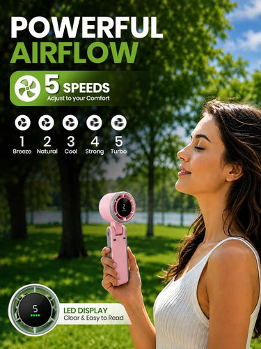 Ventilador De Mano Recargable Econour Rosa