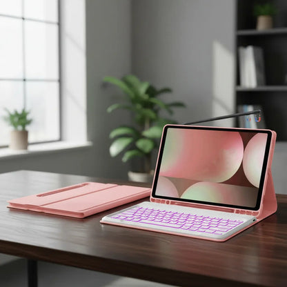 Funda De Teclado Para Galaxy Tab S9 Fe+ / Tab S10+ 12,4 PuLG Rosa Pálido