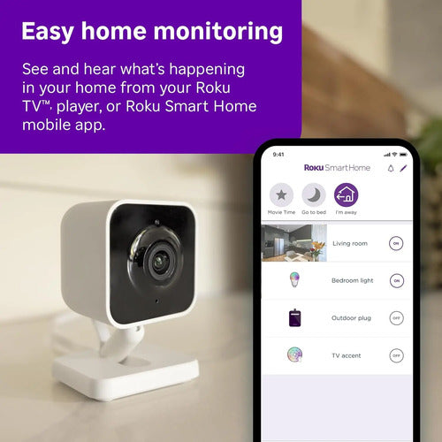 Cámara De Seguridad Roku Para Interiores, Visión Nocturna.