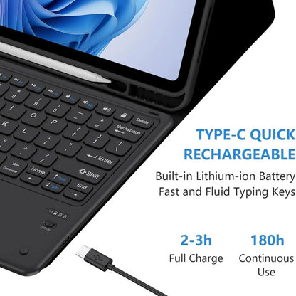 Funda Con Teclado Retroiluminado Para iPad Air Y Pro Negro