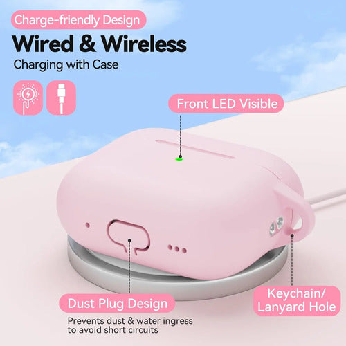 Estuche De Silicona Suave Para AirPods Pro 3 2025 Rosa Claro