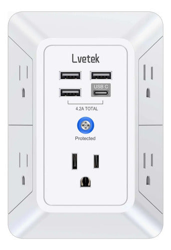 Versátil Extensor De Tomacorrientes Y Puertos Usb Color