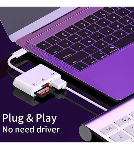 Lector De Tarjetas Sd A Usb C, 3 En 1 Blanco