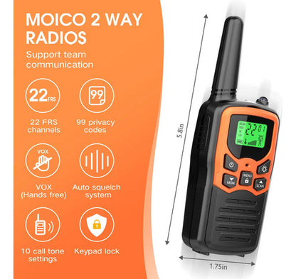 Walkie Talkie Moico Con Linterna Led Y Alcance Extendido Color
