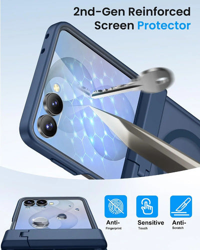 Funda Con Soporte Para Samsung Galaxy Z Flip 8 Azul Translúcido
