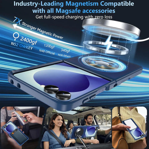 Funda Magnética Para Samsung Galaxy Z Flip 8 Azul Lisa