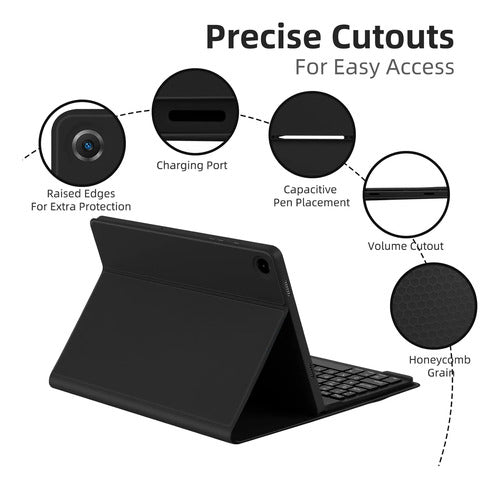 Funda Con Teclado Para Samsung Galaxy Tab A11+/a9. Negro