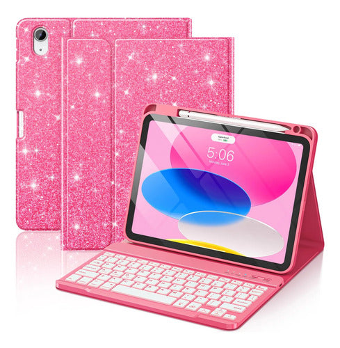 Funda Con Teclado Para iPad A16 11th 10th Gen Rosa
