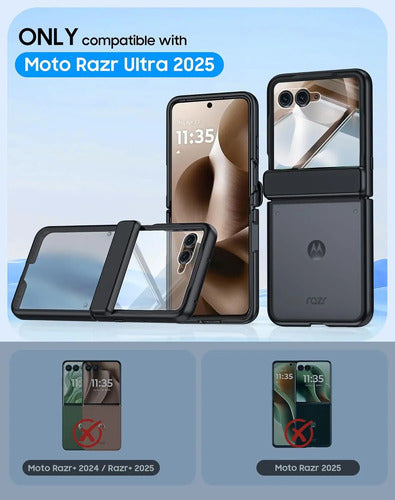 Funda Motorola Razr Ultra 2025, Protector Pantalla Negro