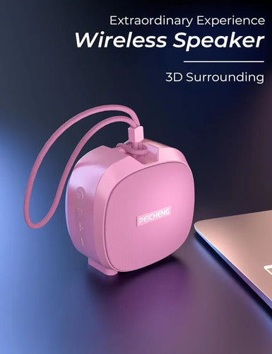 Parlante Bluetooth Portátil Peicheng, Impermeable Rosa Chicle