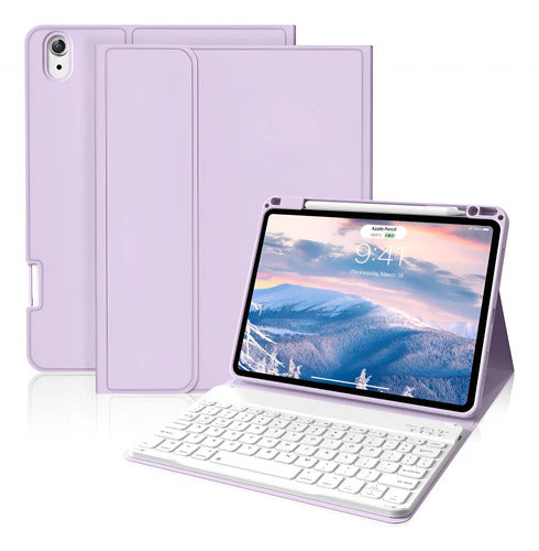 Funda Para iPad Air 7th/6th/5th/4th Con Teclado Inalámbrico Morado