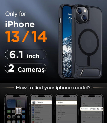 Funda Magnética Para iPhone 14/13 Con Soporte Negro