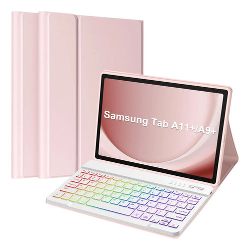 Funda Con Teclado Para Samsung Galaxy Tab A11 Plus/a9 Plus Rosa