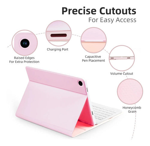 Funda Con Teclado Para Samsung Galaxy Tab A11+/a9. Rosa