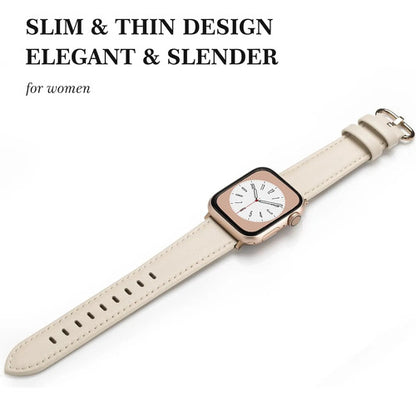 Correa De Cuero Elegante Para Apple Watch Beige 3.8 Cm