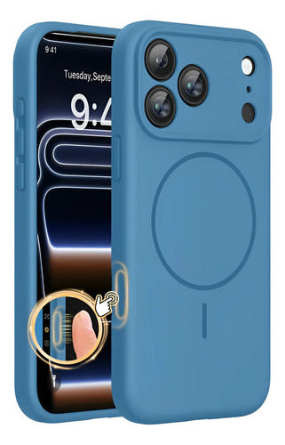 Funda Magnética Miracase Para Phone 17 Pro Azul Claro