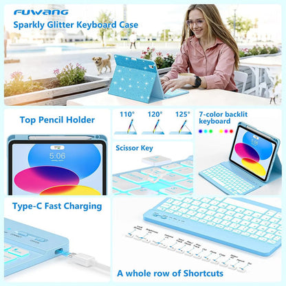 Funda Con Teclado Para iPad A16 11th 10th Gen Azul